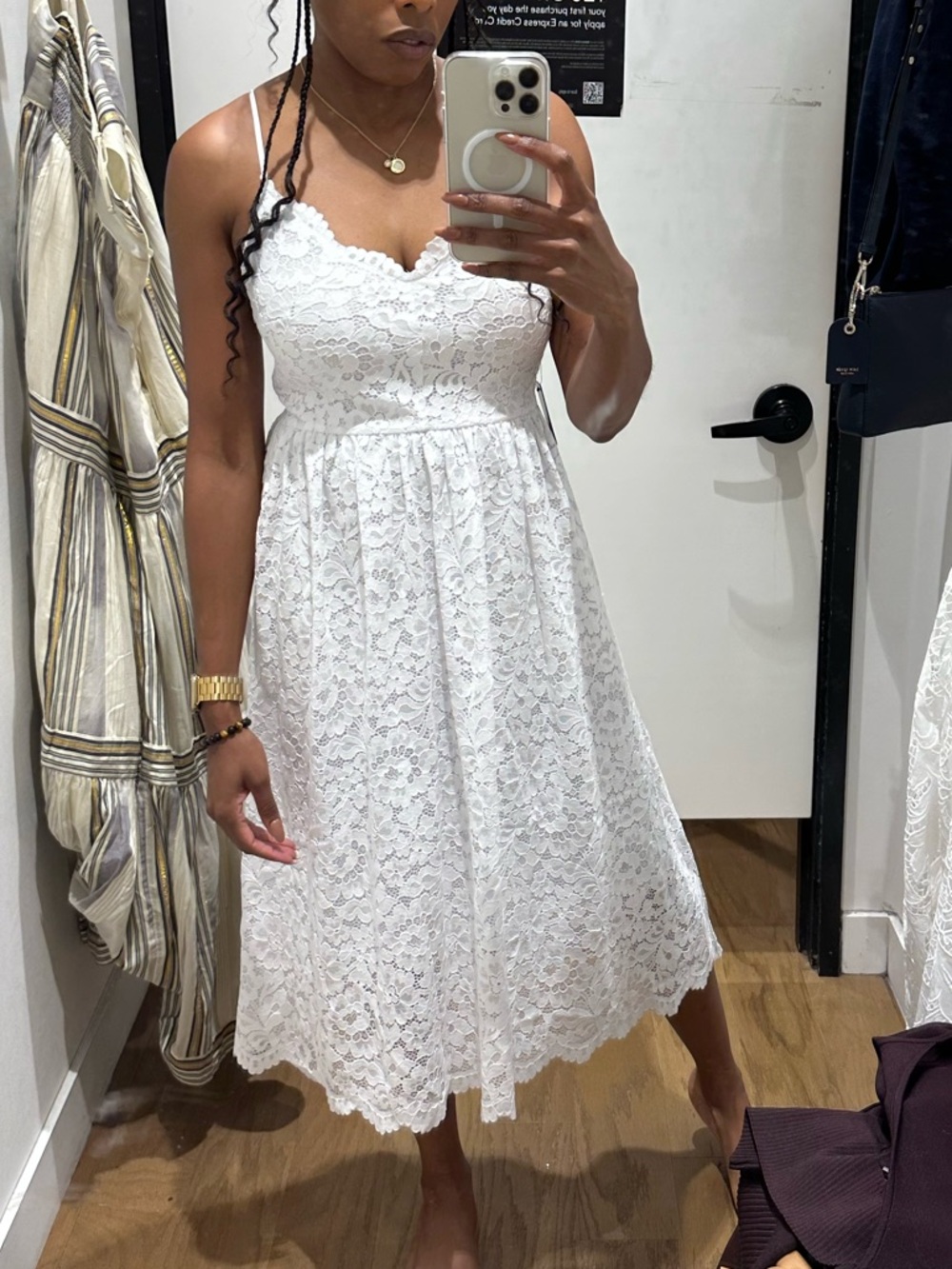 Express White Lace Midi Dress
